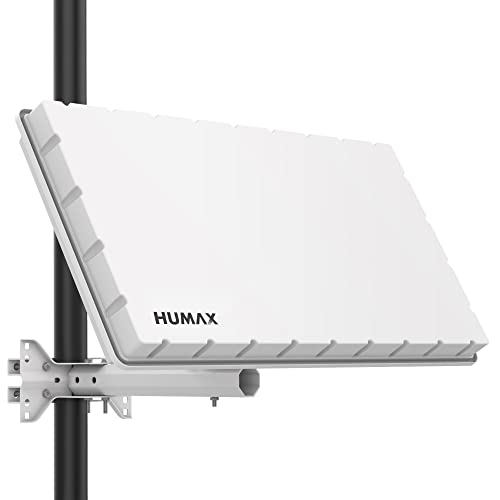 HUMAX Flat H39D2 SAT Flachantenne, Flache Satellitenschüssel für 2 Teilnehmer, mit Twin-LNB - SAT Antenne flach mit Halterung für Wand oder Mast, vergleichbar mit 60 cm SAT Schüssel, weiß