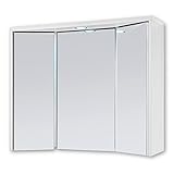 Stella Trading THREE Spiegelschrank Bad mit Beleuchtung in Weiß - Badezimmerspiegel Schrank mit viel Stauraum - 106 x 68 x 27 cm (B/H/T)