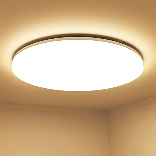 LE 24W Deckenlampe Ø33cm, IP54 Wasserfest Badezimmer Deckenlampe, 3000K LED Deckenleuchte 2500lm für Badezimmer Schlafzimmer Kinderzimmer Wohnzimmer Balkon Flur Küche, Warmweiß LED Lampen