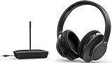 Philips Audio TAH6005BK/10 Over-Ear TV Kopfhörer Kabellos (100m Reichweite, 18 Stunden Wiedergabezeit, 30-mm-Neodym-Treiber, Passive Geräuschisolierung, Verstellbarer Kopfbügel) Schwarz, einheitsgröße