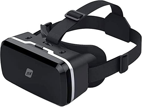 NK VR Brille für Handy - 3D Virtual Reality Brille, 11,9 cm (4,7 Zoll) - 6,53 Zoll, Blickwinkel 90 - 100 Grad, 360 Grad drehbar, Objektiv und verstellbare Puppel, Schwarz