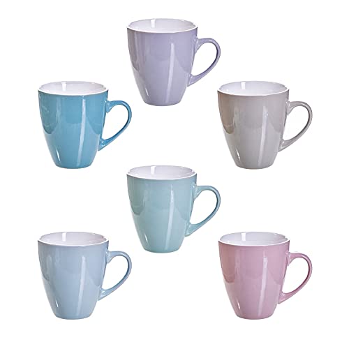 6 XXL Kaffeebecher Pott Set Keramik 540ml in tollem Landhaus Design für Ihr liebstes Heißgetränk für Kaffee, Cappuccino und Latte Macchiato