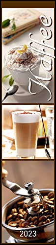 Küchenplaner Kaffee 2023 - Streifen-Kalender 11,3x49x5 cm