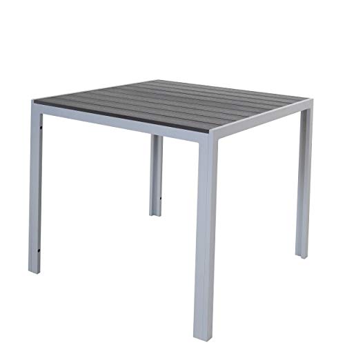 Chicreat Tisch aus Aluminium mit Polywood-Platte, Silber und Schwarz, 90 x 90 x 75 cm