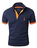 GLESTORE Poloshirt Männer, Hemd Herren Kurzarm Giraffe Stickerei T-Shirt Sommer Slim Fit Golf Sports Marine XL