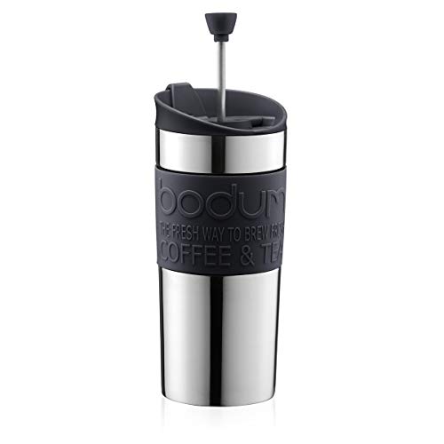 Bodum TRAVEL PRESS Kaffeebereiter (French Press System, Doppelwandig, 0,35 liters) schwarz
