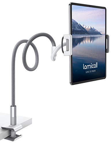 Lamicall Schwanenhals Tablet Halter, Tablet Halterung - Lazy Flexible Einstellbare Lang Arm Ständer für iPad Mini 2 3 4, Neu iPad Pro 2020, iPad Air, iPhone, und Weitere 4,7-10,5 Zoll Geräte - Grau