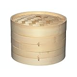 KitchenCraft Welt der Aromen Bambus Dampfgarer Korb, 2 Etagen, 20 cm, Beige