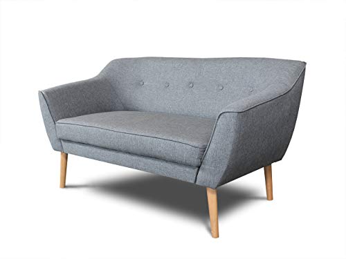 Sofa Scandi 2-Sitzer, Kollektion Scandinavian Design, Holzfüße, Couch 2-er, Couchgarnitur, Sofagarnitur, Polstersofa - Wohnzimmer (Grau (Sawana 21))