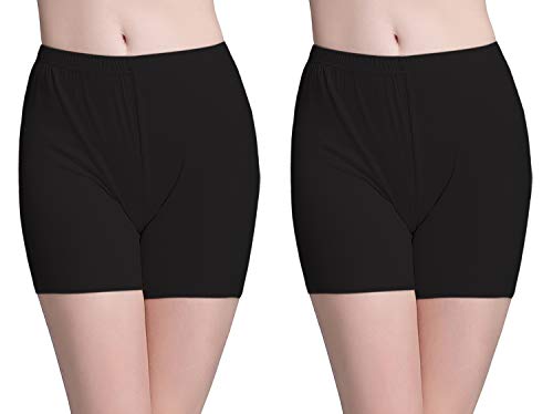 Vinconie Leggins Shorts Kurze Leggings Damen Baumwolle Hotpants Panty Unter Rock, 2 Pack: Schwarz & Schwarz, X-Small / (34 36)