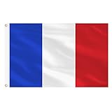 AhfuLife Frankreich Flagge 90 x 150 cm, 1/2/4 Stück Drapeau français Leuchtenden Farben mit Messing-Ösen, France Flag für 2022 WM Tag der Bastille Balkon Garten Draußen und Drinnen (1 Stück)
