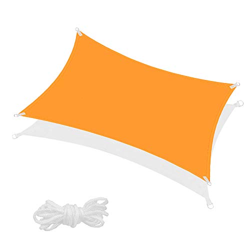 SPRINGOS Sonnensegel inkl. Abspannleine wasserabweisend Sonnenschutz Schattensegel Segeltuch für Garten Terrasse Balkon Wetterschutz Windschutz Beschattung Schattenspender (Orange Rechteck 4x2 m)