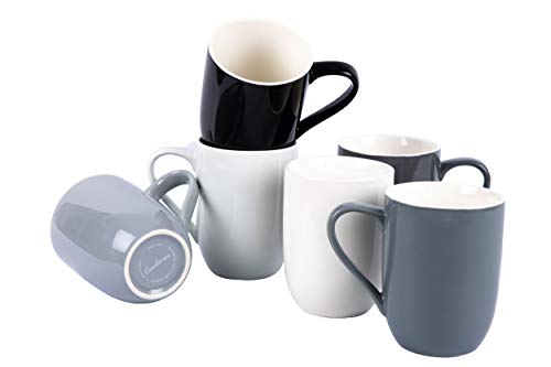 Casalanas 6-er Kaffee-Tassen-Set grau, Night & Day, 290 ml, Porzellan, modernes Design mit Set-weitem Farbverlauf