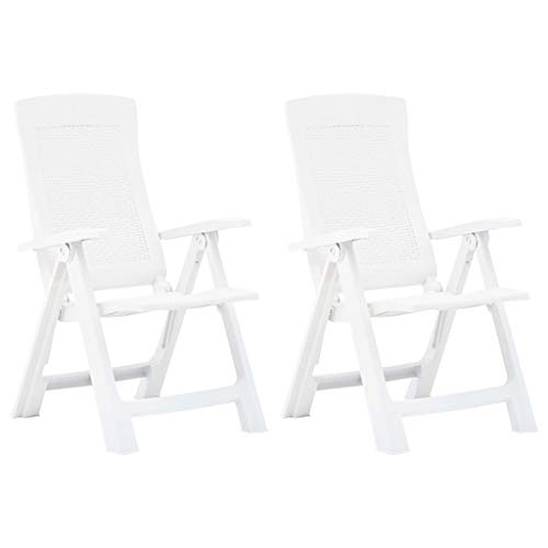 Lechnical Verstellbare Gartenstühle 2 STK. Hochlehner Terrassenstuhl Bistrostuhl Balkonstuhl Kunststoff Weiß - 59 x 67 x 106 cm