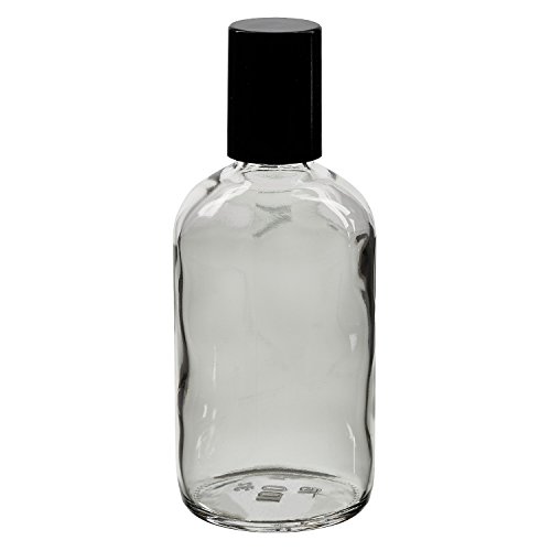 100x Glas Deostick mit klarer 100 mll Flasche, leerer Deo Roller - inkl. schwarzem Roll On Verschluss