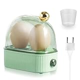 BNGXR Eierkocher, Elektrischer Eierkocher 120W, Tragbarer Kleiners Eierkocher, 2 Eier, Einfache Bedienung Inklusive Messbecher, mit EU-Stecker, für Zuhause, Camping (Grün)
