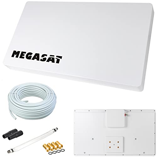 Megasat Flachantenne PROFI Line H30 D1 Single inkl. Fensterhalterung + 10m Kabel + 1x Fensterdurchführung. Neueste Generation mit besten Empfangswerten für HD und SD TV (einfache und stabile Montage)