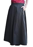 Battle-Merchant Mittelalterlicher Rock Damen Baumwolle | bodenlang und weit ausgestellt in div Farben S-XXL | Mittelalter LARP Kleidung Magd Wikinger (Schwarz, S)