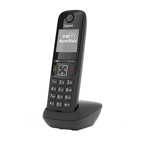 Gigaset AS690HX - DECT-Mobilteil mit Ladeschale – hochwertiges Schnurloses Telefon für Router und DECT-Basis - Fritzbox-kompatibel - kontrastreiches Display - brillante Audioqualität, schwarz
