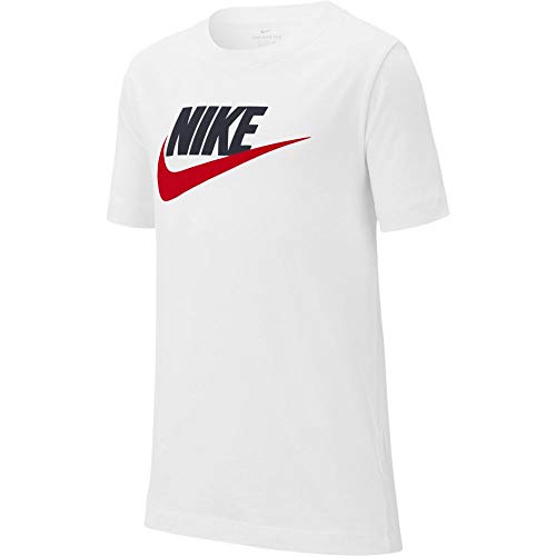 Nike Jungen Sportswear Futura Icon T-Shirt, White/Obsidian/University Red, S