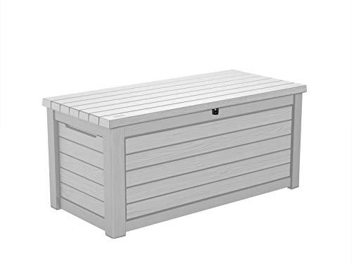 Koll Living Gartenbox/Aufbewahrungsbox 623 Liter, schwarz, weiß oder braun - trockener & belüfteter Stauraum - mit Gasdruckfedern - Deckel bis zu 272 kg belastbar (Weiß)