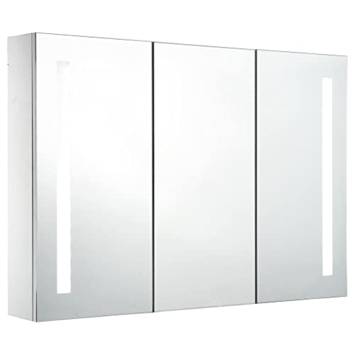 vidaXL LED Spiegelschrank mit 5 Ablagen Badschrank Badspiegel Badezimmerspiegel Hängespiegel Badezimmer Spiegel Hängeschrank 89x14x62cm