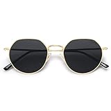 SOJOS Retro Sonnenbrille Herren Rund Damen Polarisiert Vintage UV400 Schutz Unisex Brille SJ1157 Schwarz Linse