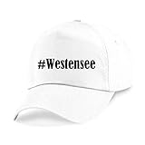 Reifen-Markt Base Cap Hashtag #Westensee Größe Uni Farbe Weiss Druck Schwarz