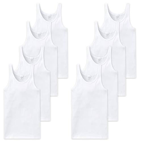 Schiesser Unterhemden 8er Pack, Herren, Doppelripp oder Feinripp (XX-Large, Weiß (Feinripp))