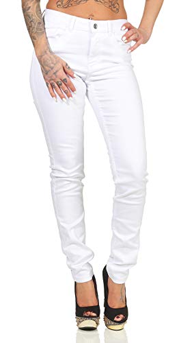 VERO MODA Damen Jeans Seven Shape Up 10193356 Bright White Skinny S/34