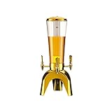Biersäule 3-Liter-Bierzapfanlage mit Wasserhahn, kommerzielles beleuchtetes Bierfass, Bierturm mit abnehmbaren Eiszapfen for Zuhause, Restaurant, Hotel Biertower (Color : Gold)