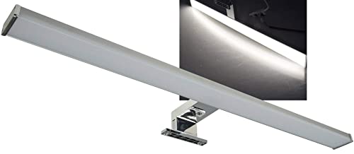 ChiliTec LED Spiegelleuchte Spiegelschrank-Leuchte 60cm IP44 12Watt 960 Lumen Badezimmer Wand- und Aufbaumontage | Beleuchtung für Schrank Spiegel Bad Alu-Optik Neutralweiß