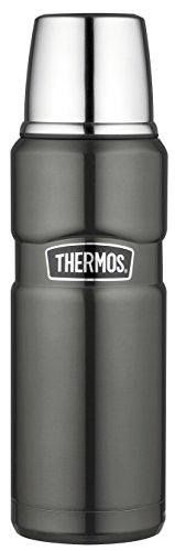 THERMOS Thermosflasche Edelstahl Stainless King, Edelstahl grau 470ml, Isolierflasche mit Trinkbecher 4003.218.047 spülmaschinenfest, Thermoskanne hält 12 Stunden heiß, 24 Stunden kalt, BPA-Free