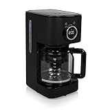 Edle Edelstahl Kaffeemaschine in Schwarz mit WiFi-Konnektivität & Timer - geeignet für 10 bis 15 Tassen
