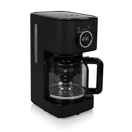 Edle Edelstahl Kaffeemaschine in Schwarz mit WiFi-Konnektivität & Timer - geeignet für 10 bis 15 Tassen