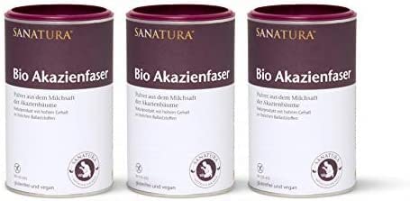 3 x 180 g Sanatura Akazienfaser Pulver Bio – 540 g – wertvoller Ballaststofflieferant aus Akazienfasern - lösliche Ballaststoffe - vegan, glutenfrei und fructosefrei – gut verträglich