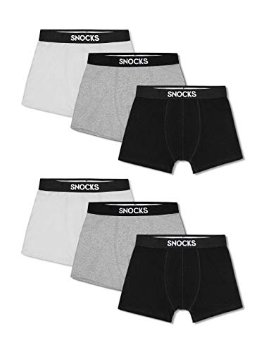 Snocks Herren Boxershorts (6er Pack) Ideale Passform Durch 95% Baumwolle (Ohne Kratzenden Zettel), 2x Schwarz + 2x Grau + 2x Weiß, XXL