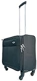 HWG® Pilotenkoffer mit Laptopfach - 4 Rollen Reisekoffer - Handgepäck Koffer & Trolley - Aktenkoffer für Business - Schwarz - 45x50x25 cm