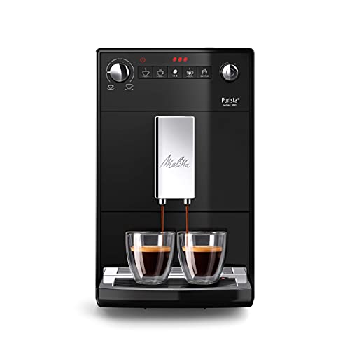 Melitta Purista F230-102 Automatische Kaffeemaschine mit leisem Mahlwerk, 15 bar, Kaffeebohnen, automatische Reinigung, personalisierbar, Schwarz (generalüberholt)