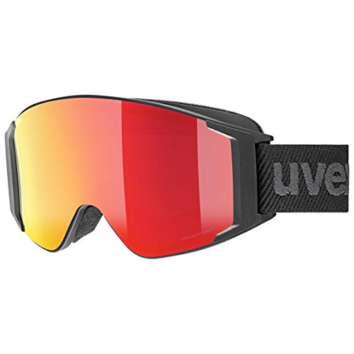 uvex Unisex – Erwachsene, g.gl 3000 TOP Skibrille, inkl. Wechselscheibe, polarisiert, black matt/red-clear, one size