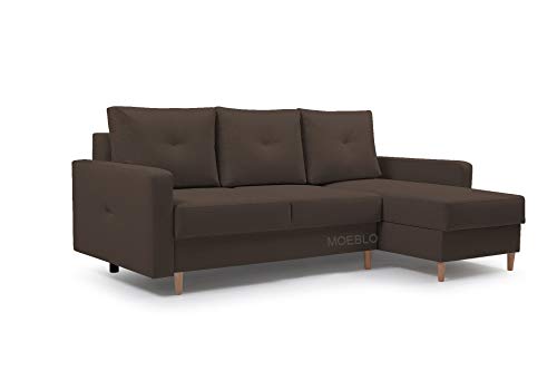 Ecksofa mit Schlaffunktion Eckcouch mit 2 X Bettkasten Sofa Couch L-Form Polsterecke Madison (Dunkelbraun, Ecksofa Rechts)