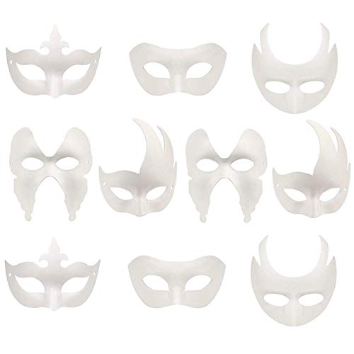 Xinlie Weiße Maske Unbemalt, DIY Masken Maskenball Party Maske Anonymous Masken zum Bemalen Kinder für Halloween Karneval Cosplay Handgemalte Design Maske (10 Stück)
