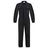 BWOLF ANAX Arbeitsoverall Herren Overall Herren Arbeitskleidung 100% Baumwolle Arbeitsoveralls mit 5 Taschen (Schwarz, XL)