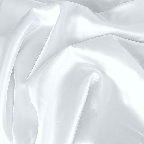 TOLKO 1m Glanz Satin | Modestoff Dekostoff Kostümstoff Stoffe zum Nähen Meterware Dekorieren | Gardinenstoff Vorhangstoff Hochzeitsstoff Glitzer Satinstoffe/Nähstoffe 150cm breit (Weiß)