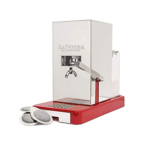 LUCAFFÉ La Piccola Smart Base Rossa, Kaffeemaschine für Kaffeepads, + 300 Smart Lucaffé-Pads 35 mm gratis, Maße der Kaffeemaschine: 28x16x31, geringer Verbrauch, hohe Qualität, Made in Italy