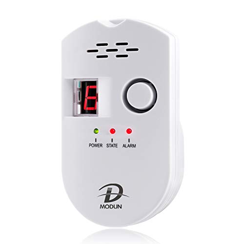 Gasmelder, LPG/Erdgas/Kohlengas Lecksucher, einsteckbarer Sensor Gasmonitor mit akustischem Alarm und LED Digitalanzeige, Methan Propan Butan Alarm für brennbare Gase in der Küche Krankenhausgarage