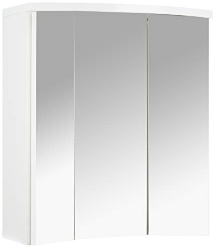 Pelipal Quickset 954 3D Spiegelschrank, Holz, weiß Hochglanz, 55x63x20 cm