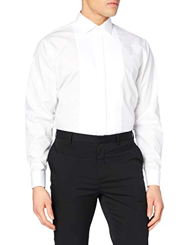 Seidensticker Herren Tailored Langarm mit Kent-Kragen Umschlagmanschette bügelfrei Smokinghemd, Weiß (Weiß 1), XX-Large (Herstellergröße: 46)
