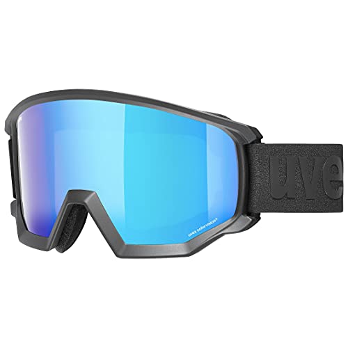 uvex Unisex – Erwachsene, athletic CV Skibrille, kontrastverstärkend, black matt/blue-green, one size