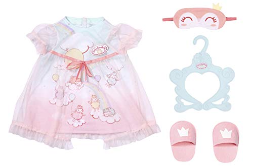 Baby Annabell 705537 Sweet Dreams Nachthemd - Kleidung für 43-cm-Puppen - Für Kinder ab 3 Jahren - Einfach für kleine Hände - Beinhaltet Nachtkleid, Hausschuhe, Schlafmaske und Kleiderbügel